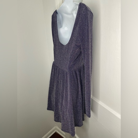 Free People NWT Midnight Shimmer Skater Mini Metallic Dress - Picture 7 of 8